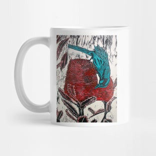 Blue Bird Woodcut Mug